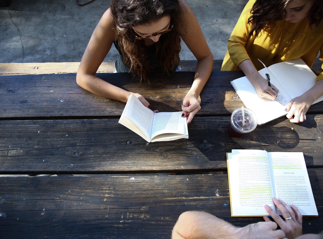 Students with books