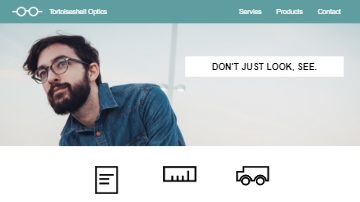 Tortoiseshell Optics webpage screenshot