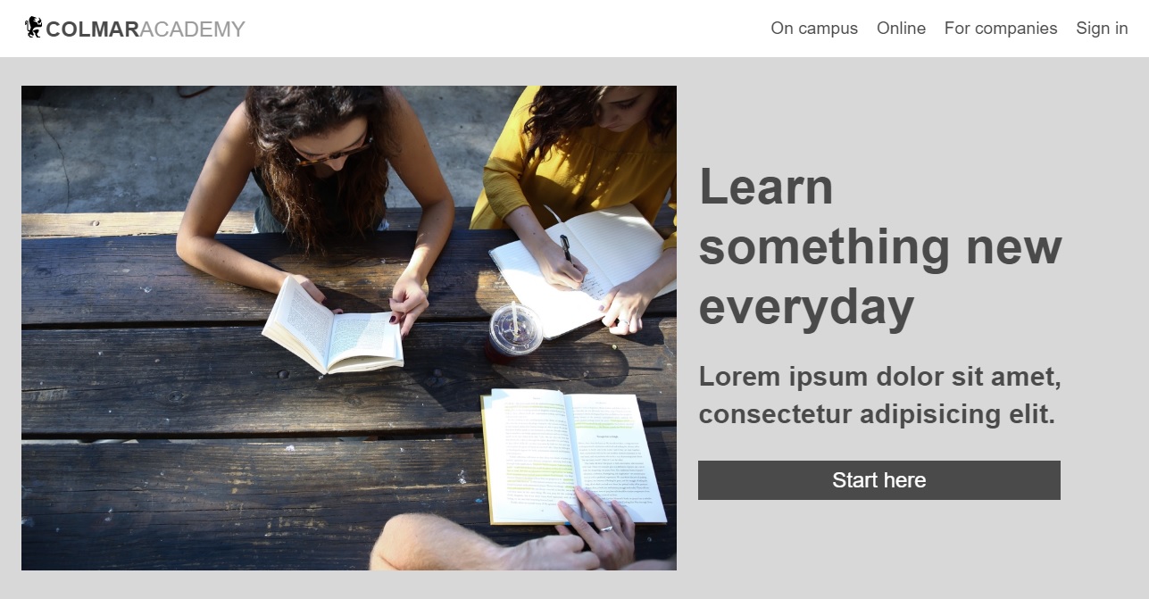 Colmar Academy webpage screenshot